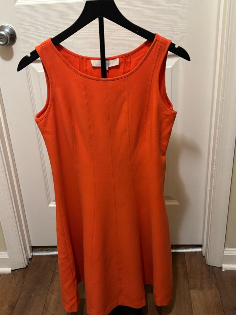 ANN TAYLOR LOFT ORANGE/CORAL FIT ELEGANT SLEEVELESS LINED DRESS SIZE 4